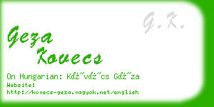 geza kovecs business card